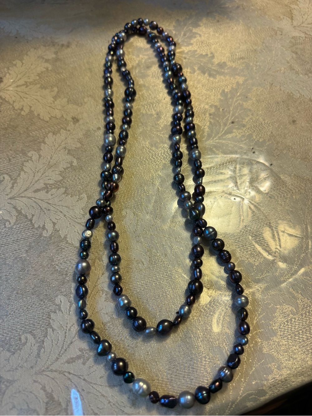 Vintage Genuine Mixed Color Freshwater Baroque Pearl Long Strand Necklace